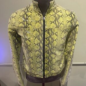 Vera Pelle Women jacket atialan leather green Snake Print Jacket M